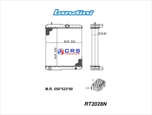 RT2028N - RADIATORE LANDINI VISION - GHIBLI OEM 36685086M91 NUDO SENZA TELAIO