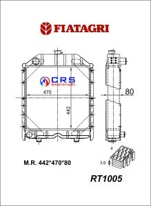 RT1005 - RADIATORE FIAT AGRI 650 - 715 - 750 - FL6 2°serie OEM: 4408904 - 4850225 - 592423