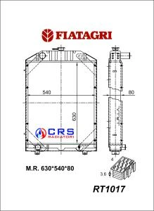 RT1017 - RADIATORE FIAT AGRI 1180 - 1280 - 1380 OEM 5109294 - 5103110