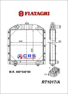 RT1017/A - RADIATORE FIAT AGRI 850 - 900 - 1000 - 1300 DT NASTRO ORO 4951038 - 4951039 - 44089035