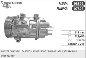 CRS97803 - COMPRESSORE AC FIAT - LANCIA - CITROEN - PEUGEOT - TOYOTA OEM 9655229080 - 9659749480