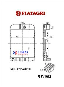 RT1003 - RADIATORE FIAT AGRI AD4 / FL3 - FL4 1°Serie - 411 - 451 - 452 OEM: 576976